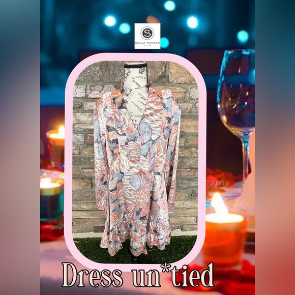 Sonja by Sonja Morgan Mystical Floral tie Ruffle Dress Size S - Picture 9 of 15